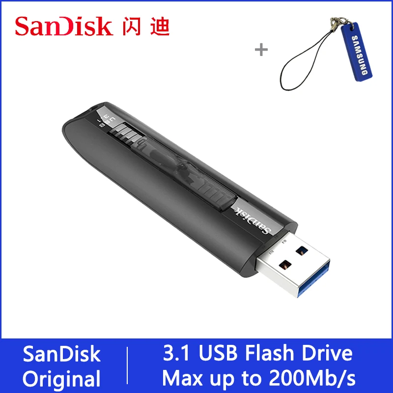 Флеш-накопитель sandisk, 128 ГБ, 64 ГБ, высокая скорость, до 200 м, USB флеш-накопитель, 64 ГБ, 128 ГБ, флеш-накопитель, 3,1 USB флешка, диск на ключ, память для телефона
