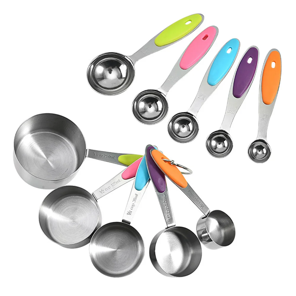 

10pcs Stainless Steel Measuring Cups Measuring Spoons Kitchen Scale For Baking Accessories Tea Coffee Kitchen Supplies