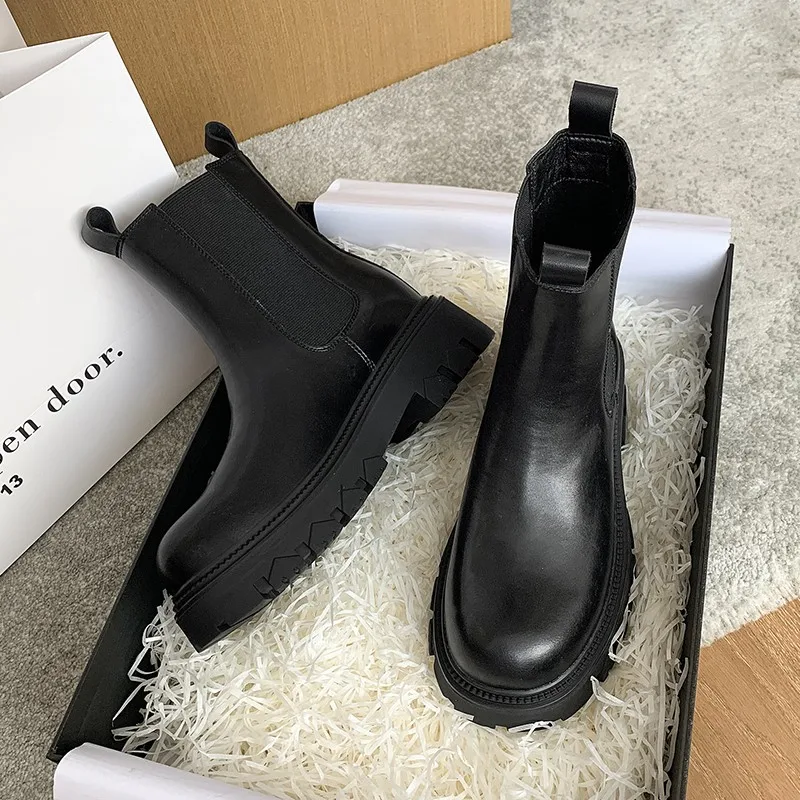 

2022 Autumn Fashion Women Black Chelsea Boots Platform Gothic Shoes Ankle Ytmtloy Round Toe Square Heel Botines De Mujer Sexy