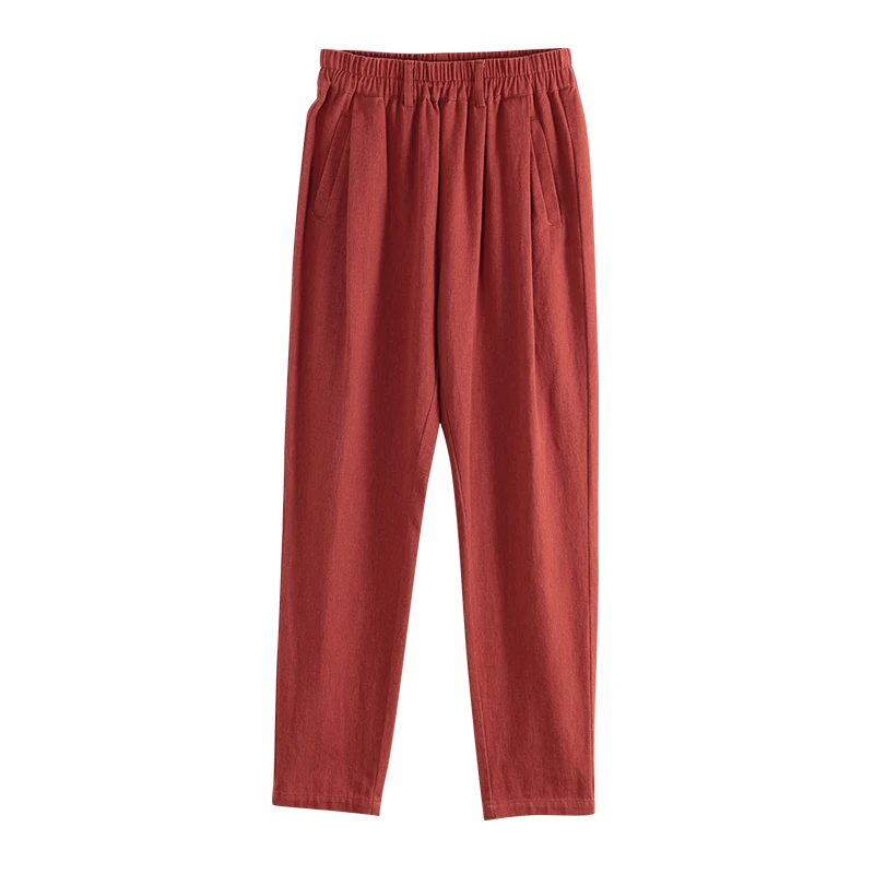 Brick red Toyouth прямые брюки женские Осень Новые Однотонные эластичные талии Свободные повседневные Черные Трусы Брюки - Цвет: Brick red