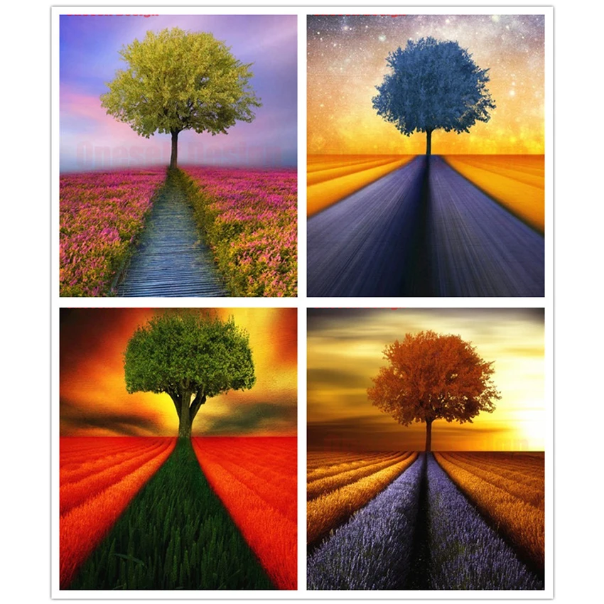 

5d алмазная картина полностью квадратное цветное дерево Стразы картины дорожные картины из бриллиантов украшение для дома вышивка