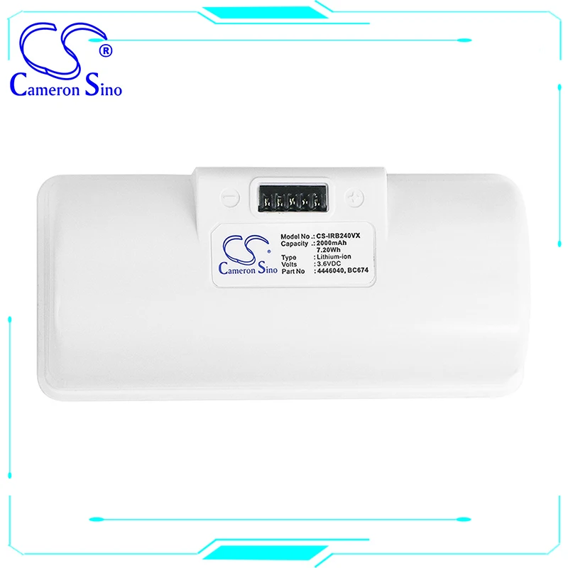 

Cameron Sino 2000mAh Li-ion Battery For IROBOT Braava Jet 240, Braava Jet 241, Braava Jet 244 Part No. 4446040, BC674 7.2Wh