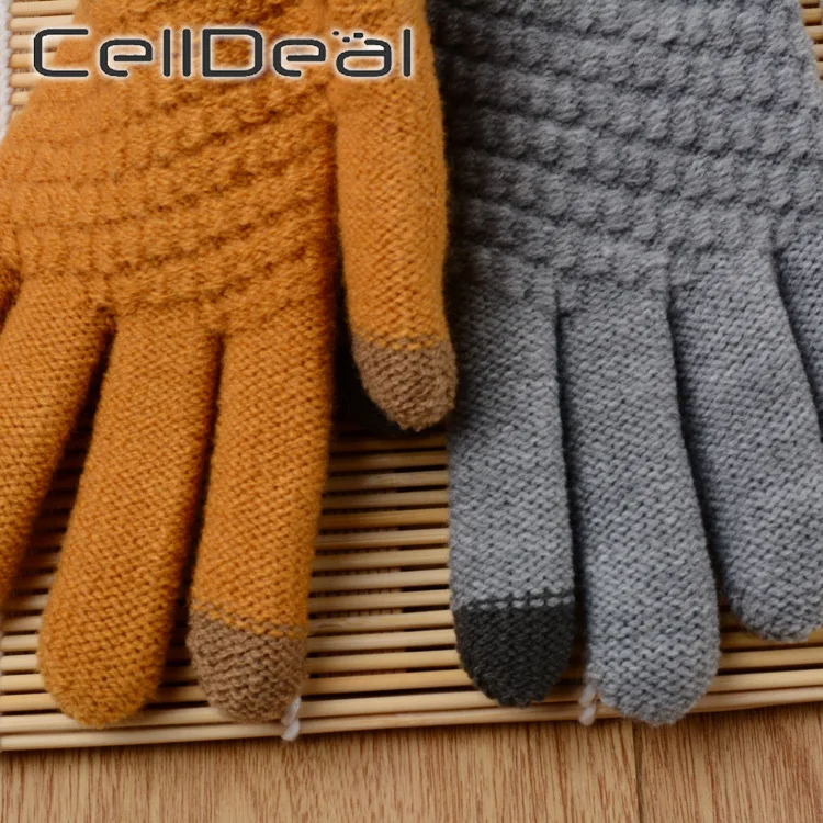 Перчатки в клетку с пятью пальцами и имитацией кашемира 1 пара|Женские перчатки| |