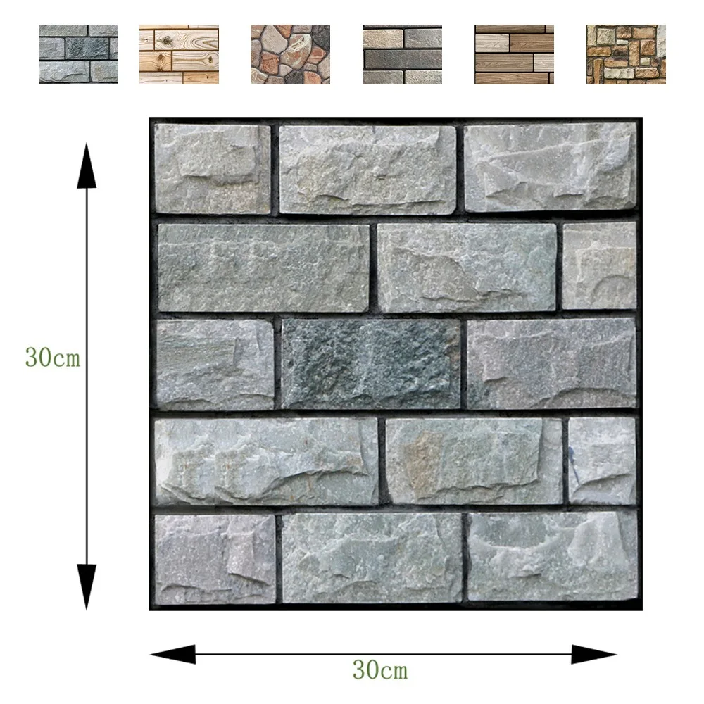 

10pcs/bag 3D Wall Sticker Brick Pattern Wallpaper for Living Room Bedroom Background Wall Waterproof Self-Adhesive Wall Sticker