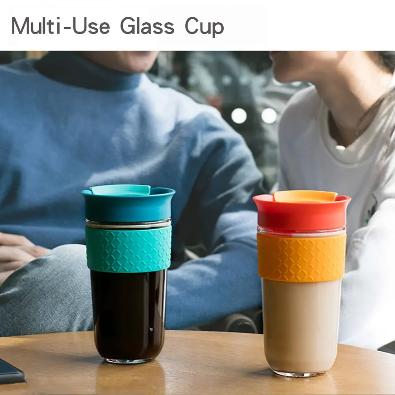 2021 Новый дизайн высокая боросиликатная стеклянная чашка с крышкой 360 мл и 540