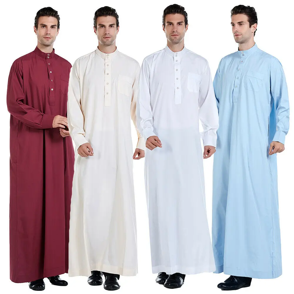 Dubai Mens Robe Long Sleeve Saudi Abaya Arabic Thobe Jubba Thoub Daffah Kaftan Middle East Islamic Thawb Muslim Dress | Тематическая