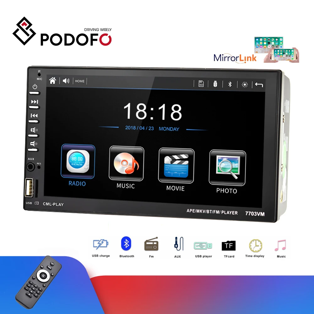 Podofo 2din автомобильный радиоприемник 7 ''Автомобильный мультимедийный плеер