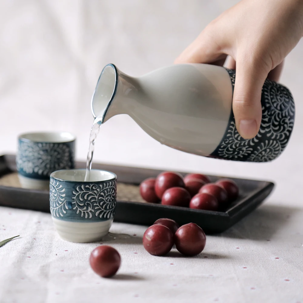 3 шт. набор для вина в японском стиле с тиснением|Плоские фляги| |