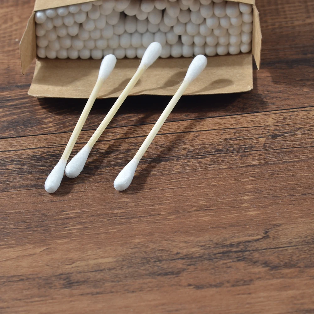 100 шт./упак. двухголовый бамбуковый ватный тампон для взрослых Макияж ватные