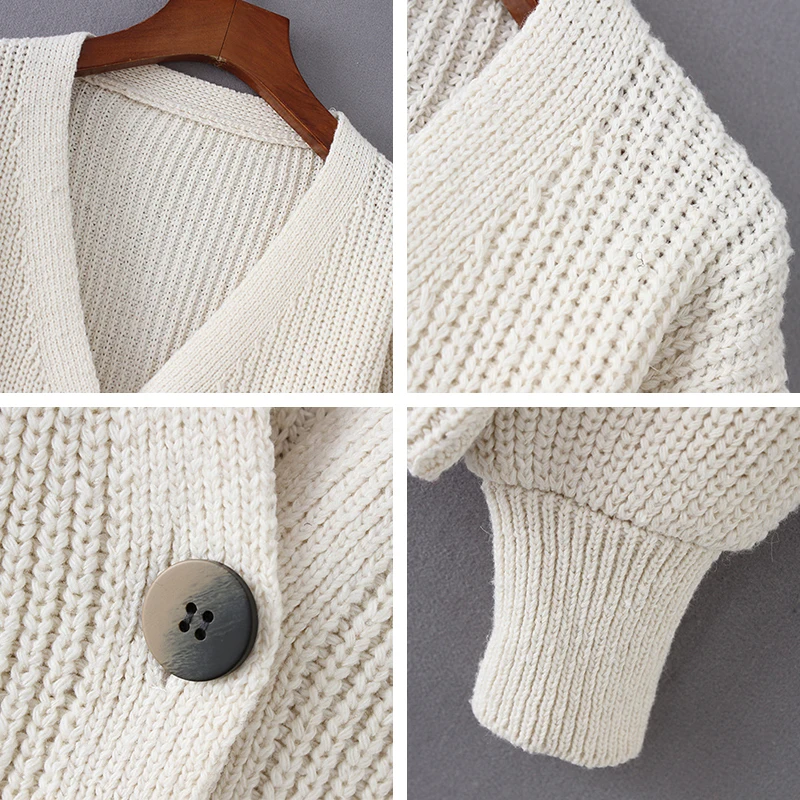 

Breasted Buttons Women Autumn Sweater Yellow Knitted Outwear Cardigan