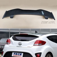 use for hyundai veloster 2012 2016 spoiler abs plastic carbon fiber look hatchback roof rear wing body kit accessories