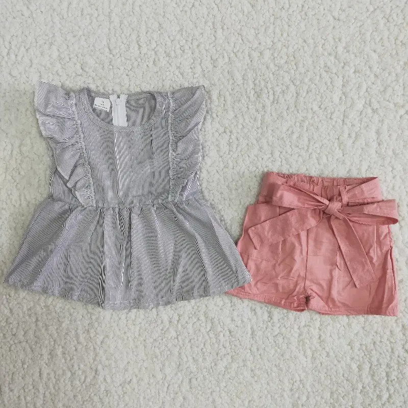 

New Girls Baby Clothes 2 Set Striped Print Shirt Top Short Pants For Toddler Girls Outfits Kids Wear