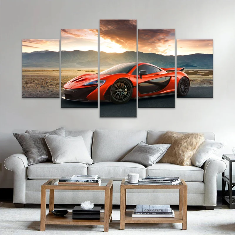 

Decorative canvas poster McLaren orange P1 5pcs living room office racing super running painting wall art living room decoration