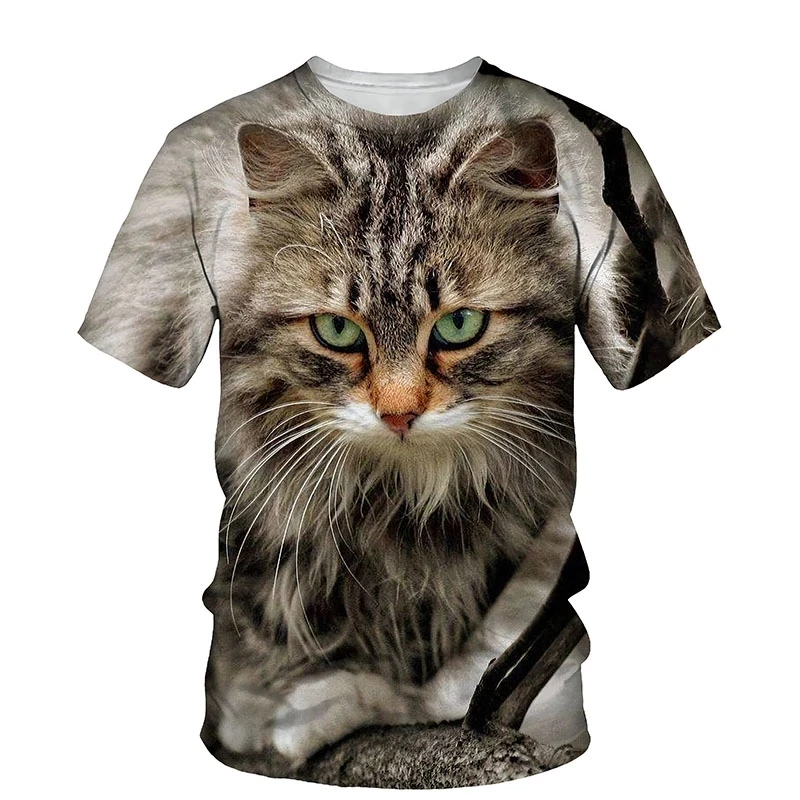 

Summer new hot sale 3D printing kitten print unisex minimalist unisex T-shirt sports and leisure T-shirt XXS-6XL