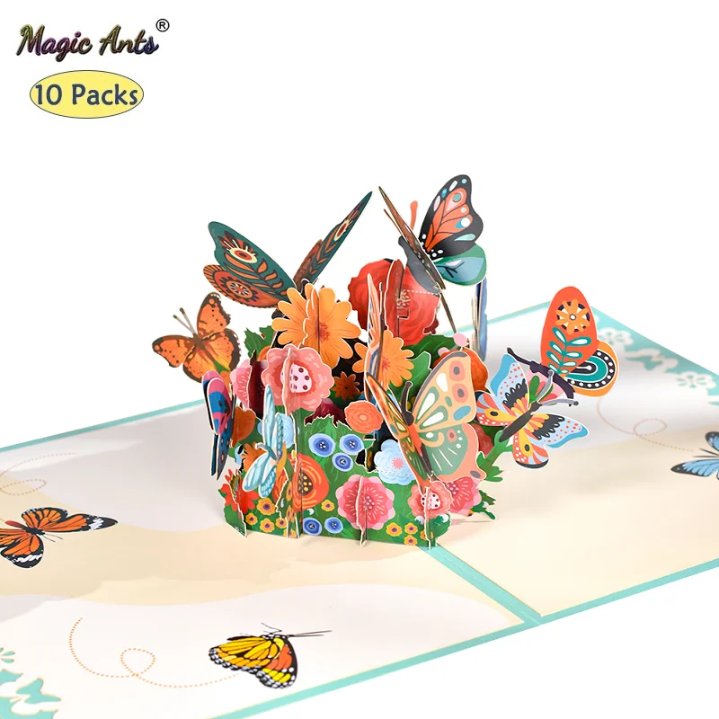 10 Pack 3D Pop Up Butterfly Birthday Cards for Kids Wife Mom Greeting Card Valentines Mothers Day Anniversary All Occasions