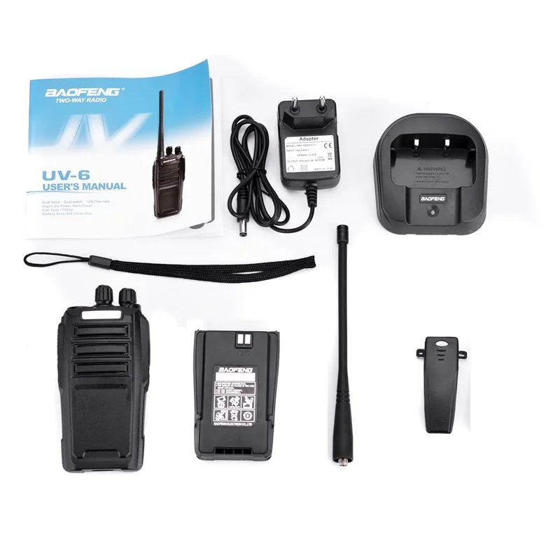 baofeng uv 6 walkie talkie long range two way radio 136 174400 480mhz vhf uhf dual band handheld radio transceiver interphone free global shipping