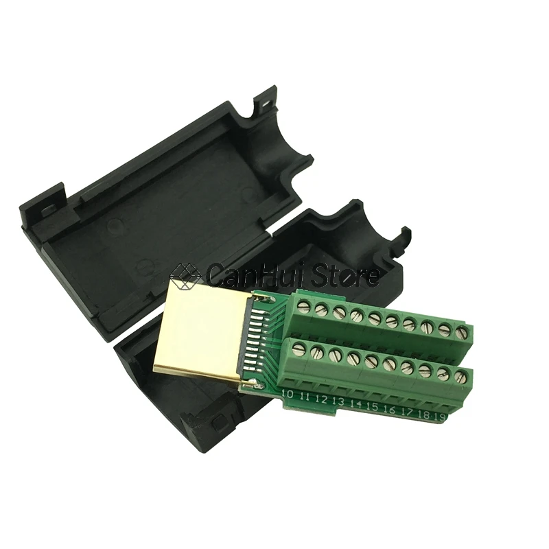 

HDMI штекер 19P разъем без пайки с черной крышкой