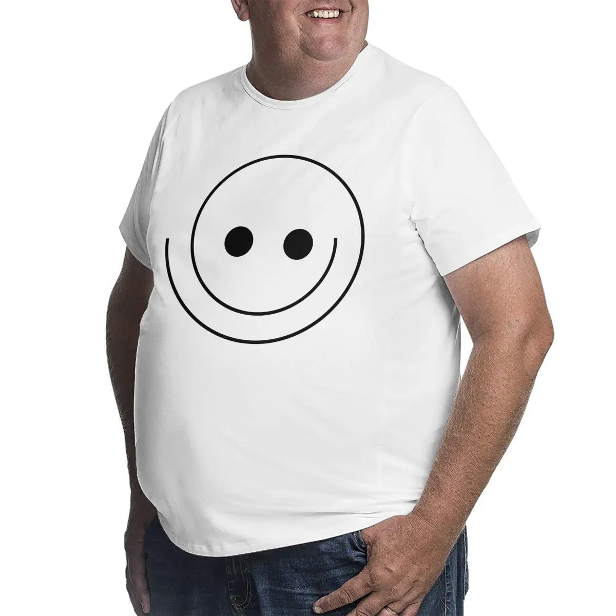 Футболка мужская хлопковая с рисунком смайлика Винтажная футболка для высоких