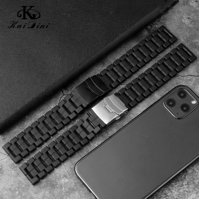 Carbon fiber male strap 3051 Straight End black Watch Band outdoor Military Strap Diving watch belt sport accessories 23mm | Наручные