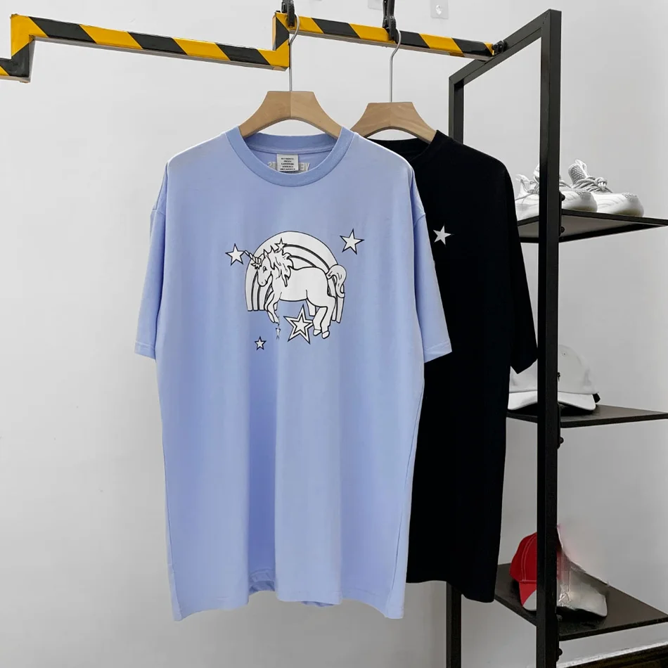 

Loose VETEMENTS T Shirt Men Women 1:1 Black Blue VETEMENTS Unicorn Edition T-shirt VTM Tops Tee graphic t shirts