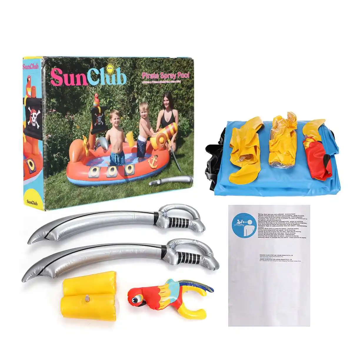 

Children's Day Gift Summer Inflatable Water Air Pool Kids Children Pirate Ship Outdoor Swimming Pools PVC Seat Air Mat Water Toy