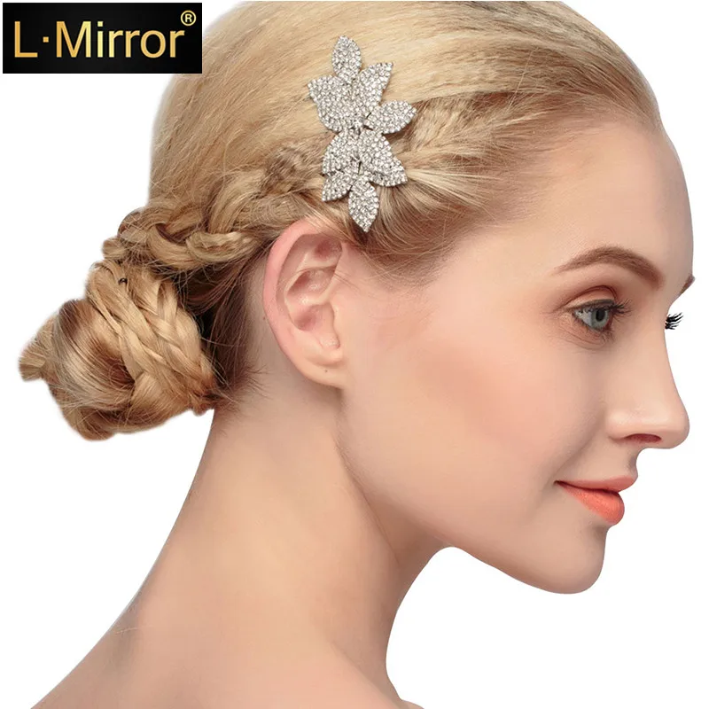 

L.Mirror 1Pcs Hair Combs Pins Rhinestones Crystals Flower Bridal Wedding Clip for Women Girls
