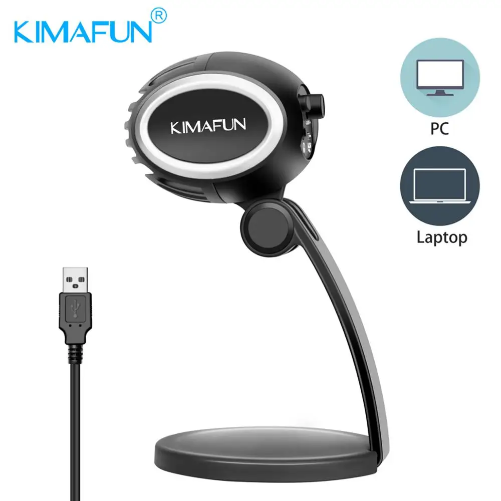 Металлический конденсаторный USB микрофон KIMAFUN для записи голоса ноутбука MAC или
