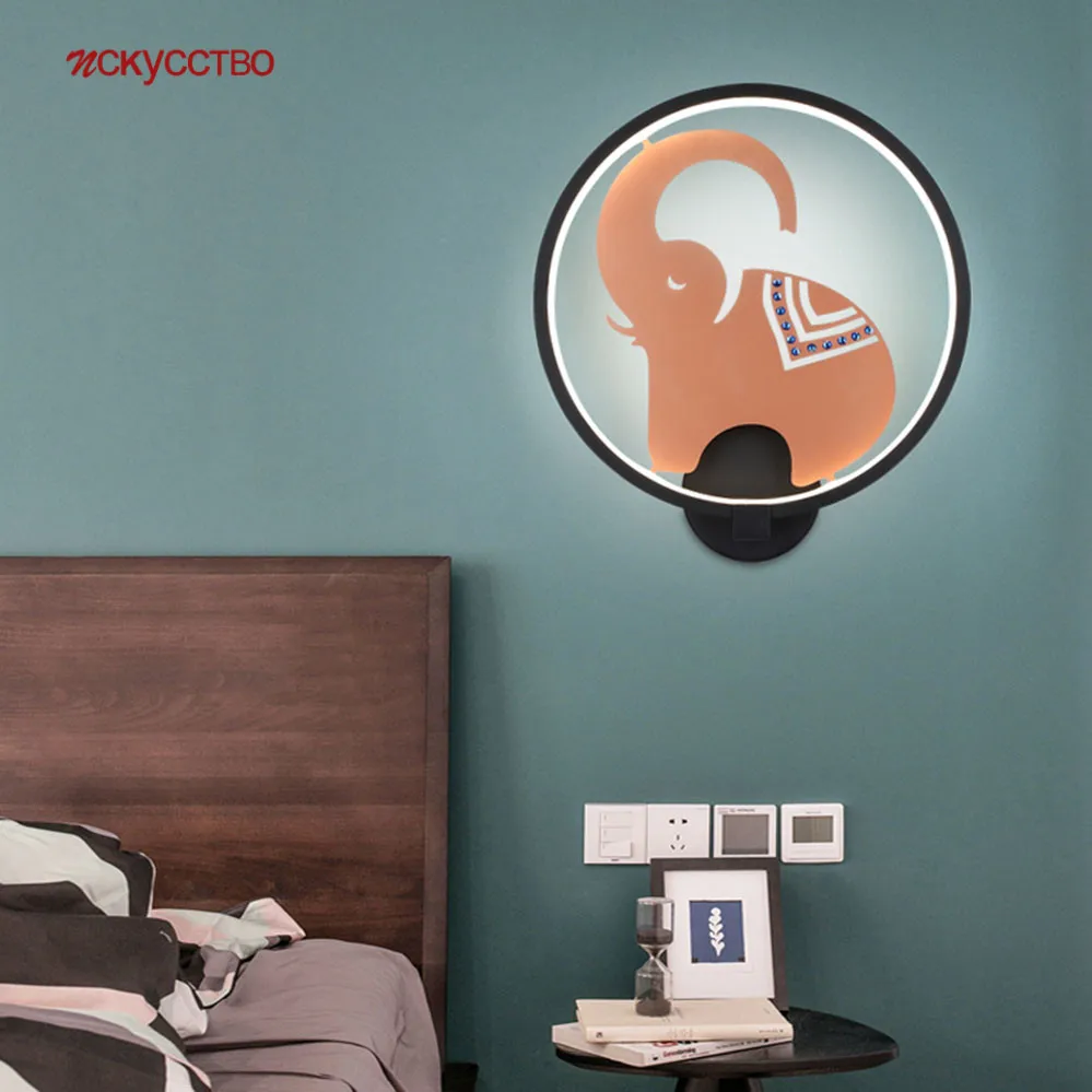 

Настенная Светодиодная лампа в виде слона, золотистого и красного цвета, в тайском стиле, с дистанционным управлением, для спальни, гостиной...