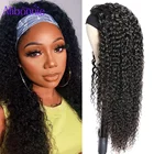 Alibonnie Jerry кудрявые парик с головной повязкой парики из натуральных волос для чернокожих женщин, бразильские манекен для шарфа парика бесклеевые парики из натуральных волос Реми естественного цвета