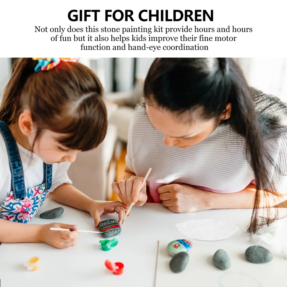 

1 Set Children Stone Paintings Kit Kindergarten Creative DIY Arts and Crafts Set