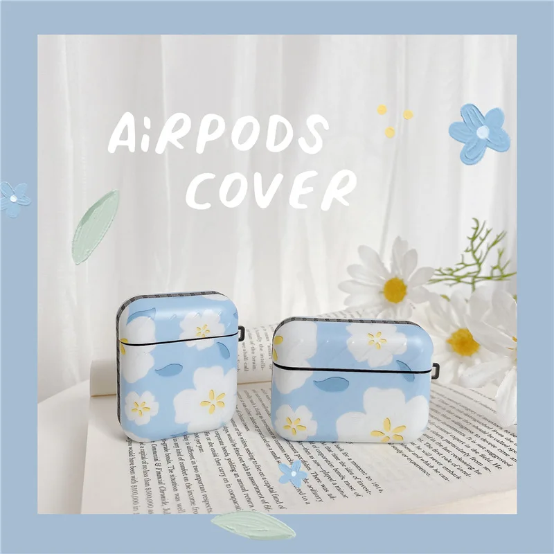 

For Airpods Case,Cute Blue Flower Case For Airpods 1/2 Case Soft Protective Earphone Headphone Cover FOr Airpods Pro Case