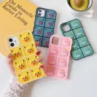 Милый мультяшный чехол Pikachu с молнией и крысами для снятия стресса, пузырьковый чехол для телефона iPhone 11 12 Pro Max Mini SE6 7 8 Plus XS 6S X XR, чехол