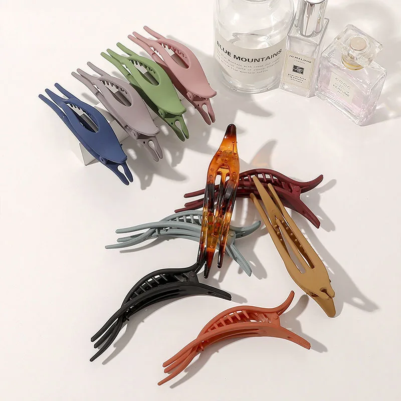 Корейский матовый акриловый большой зажим для волос однотонный элегантный