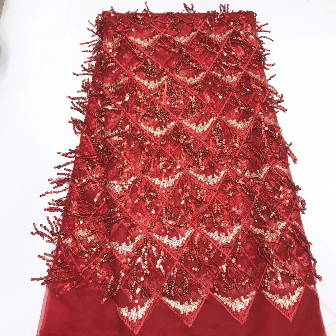 

Pink 2019 High Quality Nigerian Tulle Lace Fabrics Latest Beaded Mesh African Lace Fabric Bride French Net Lace Fabric