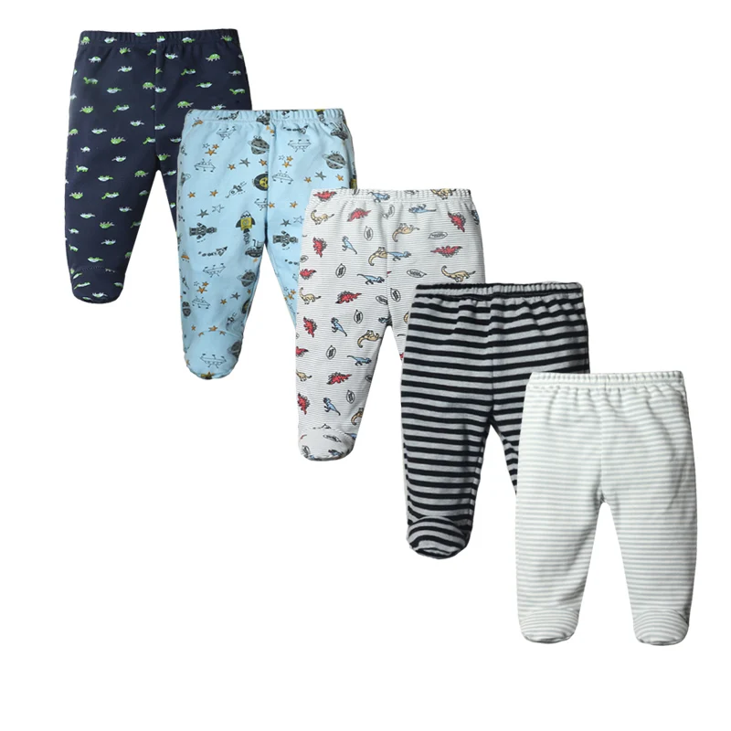 Pantalones de algod&oacute;n suave para beb&eacute; reci&eacute;n nacido, pantal&oacute;n de dibujos animados, para las cuatro estaciones, a rayas, de 0 a 12 meses, 3/4/5 unids/lote-0
