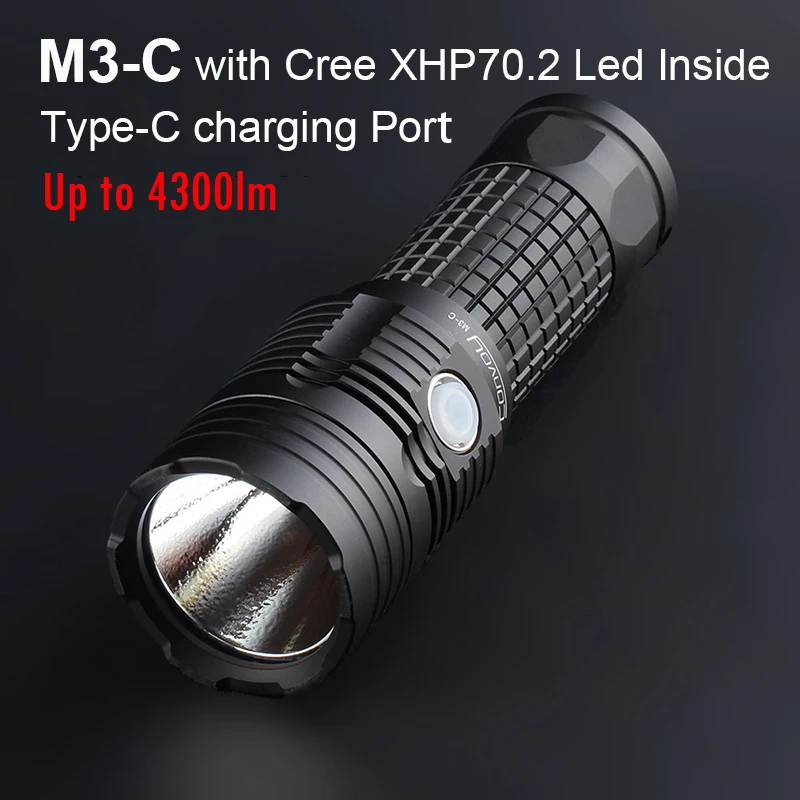 Мощная Вспышка Convoy M3-C светодиодный драйвер Cree XHP70.2 боковой фонарь 26650 люмен лампа