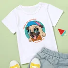 Kawaii, футболка с изображением мопса, детские футболки с героями мультфильмов, повседневная детская одежда с забавной каймой, колли, для мальчиков и девочек, детские летние топы, YKP001
