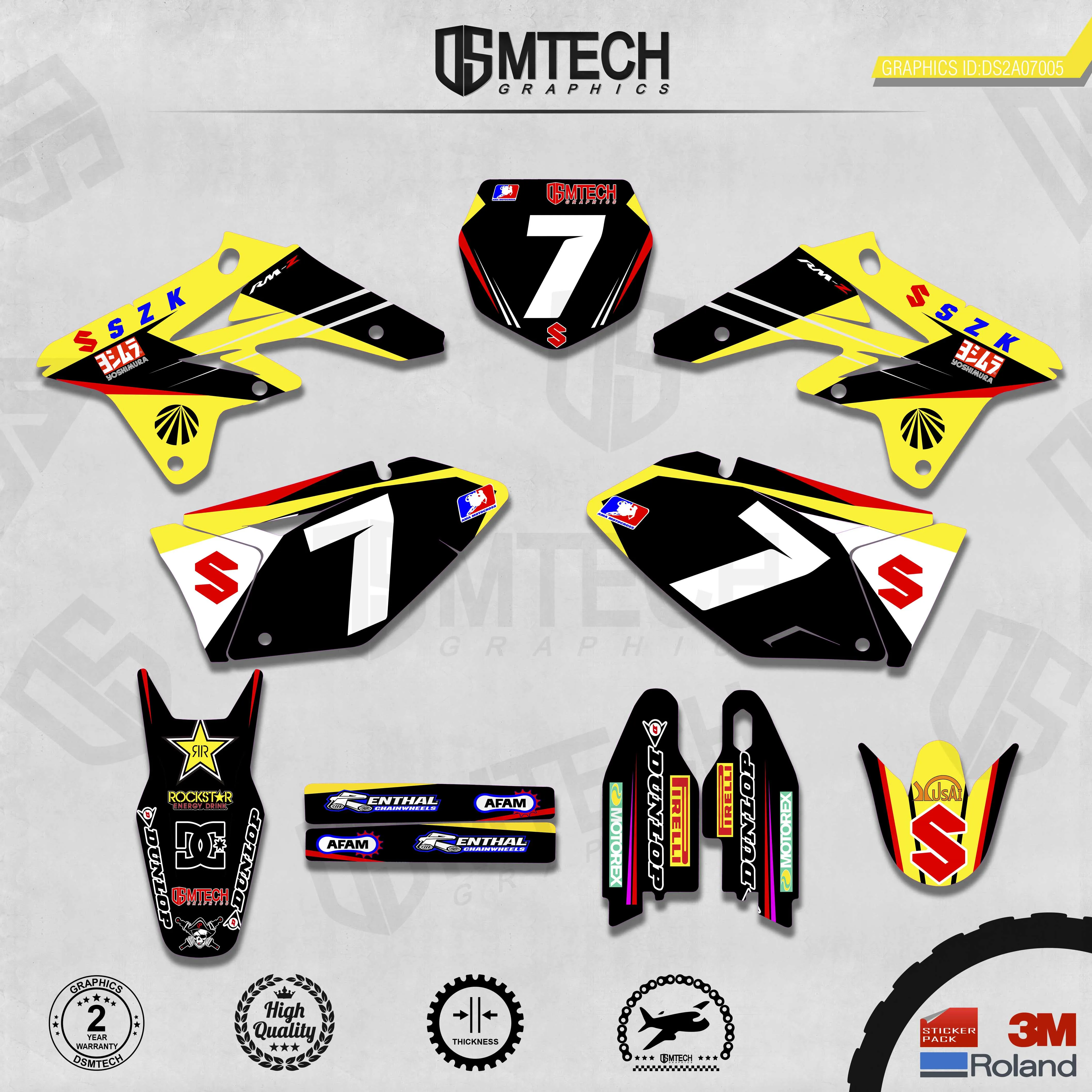 DSMTECH Customized Team Graphics Backgrounds Decals 3M Custom Stickers For 2007-2009 RMZ250  005