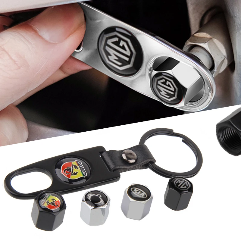 

1set Tire Valve Wheel Air Cover with Wrench Keychain for Alfa Dodge Opel Toyota Fords Kia Nissan Seat Skoda Peugeot Accessories