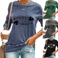womens casual print long sleeve t shirt tops autumn winter loose tunic plus size