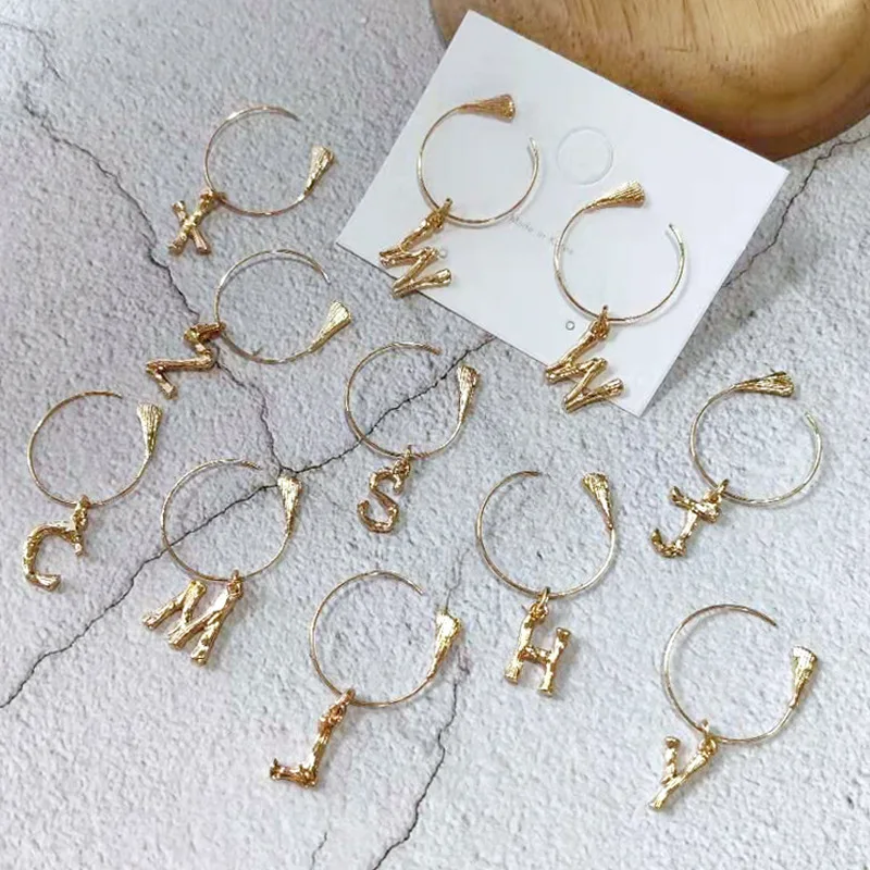 Женские серьги-кольца с надписью золотистые висячие серьги модные ювелирные