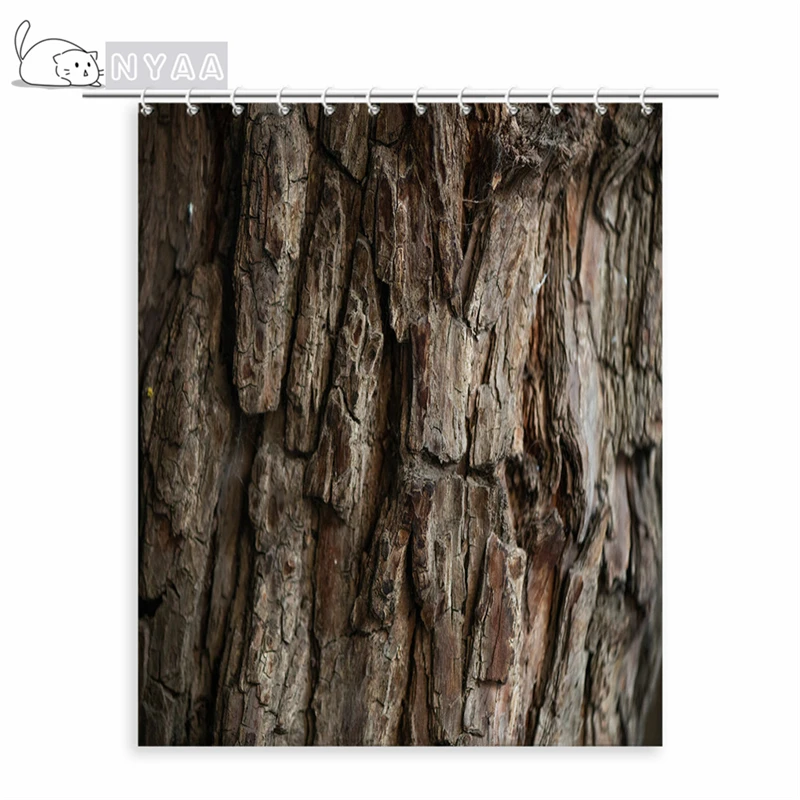 

Bark Trunk Roots Closeup Pattern Wood Grain Vintage Decor Rural Bathroom Curtains Waterproof Fabric Shower Curtain With 12 Hooks