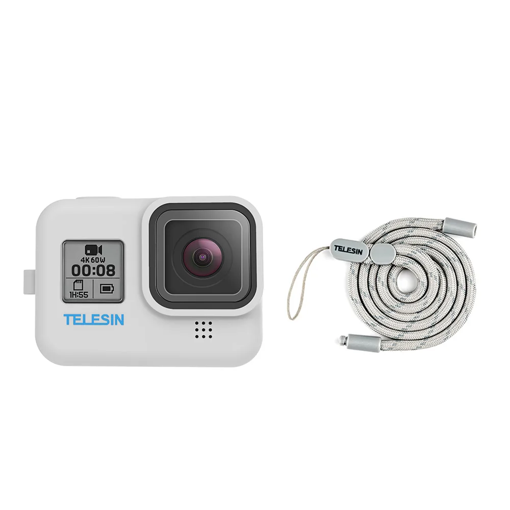 TELESIN Protective Silicone Case for GoPro Hero 8 with Screen Protector Lens Film Housing Cover Camera Accessories | Электроника