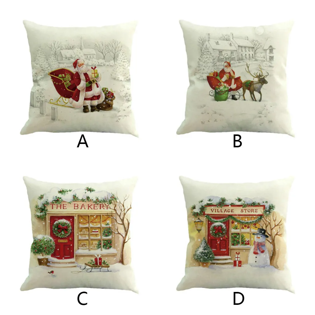 1 шт. Рождественский комплект хлопковая льняная Подушка Чехол с принтом Санта