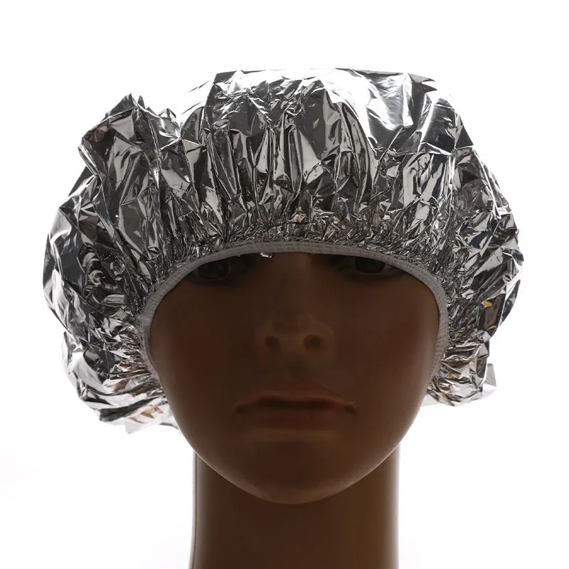

2Pcs Gold Silver Shower Cap Heat Insulation Aluminum Foil Hat Elastic Bathing Cap For Women Hair Salon Bathroom