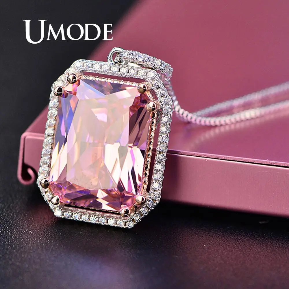 UMODE Корейская розовая подвеска длинная цепочка ожерелье винтажное ожерелье со стразами модные роскошные ювелирные изделия женские аксессуары UN0374
