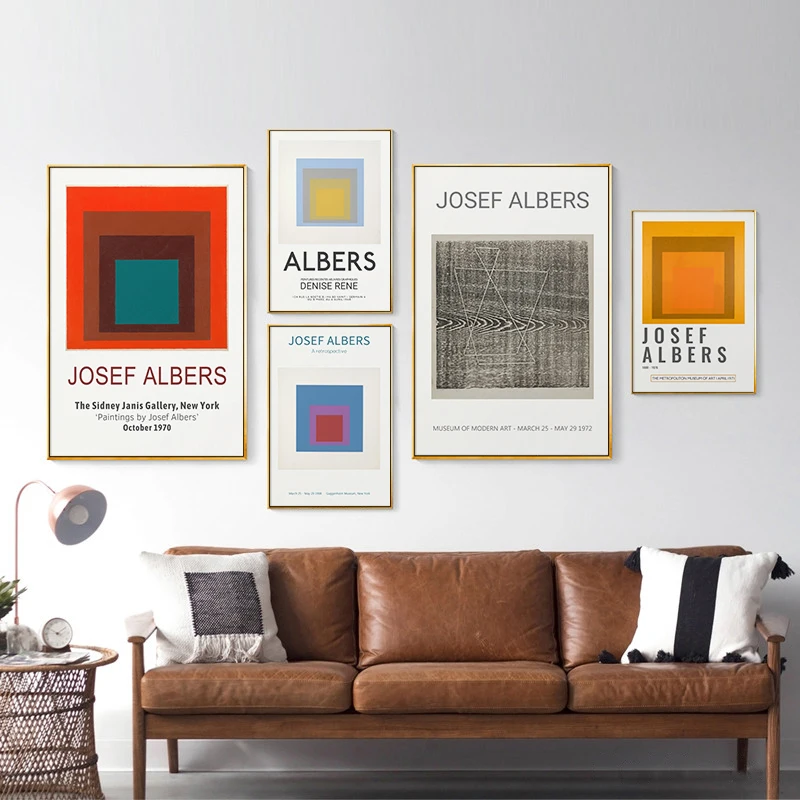 

Josef Albers Abstract Square Illustration Museum Exhibition Poster Canvas Print Painting Wall Art Picture Home Gallery Decor