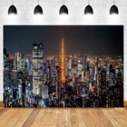 Laeacco современный город огни небоскреб ночной вид фотографии фоны винил настроить фотографические фоны для фотостудии