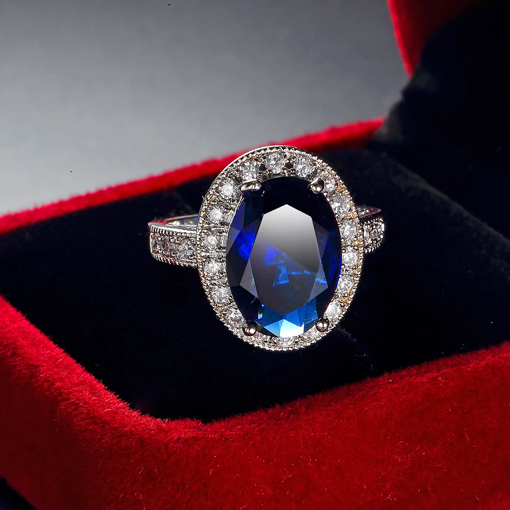 Новая модель модное ювелирное изделие синий/красный циркон эллиптический Форма