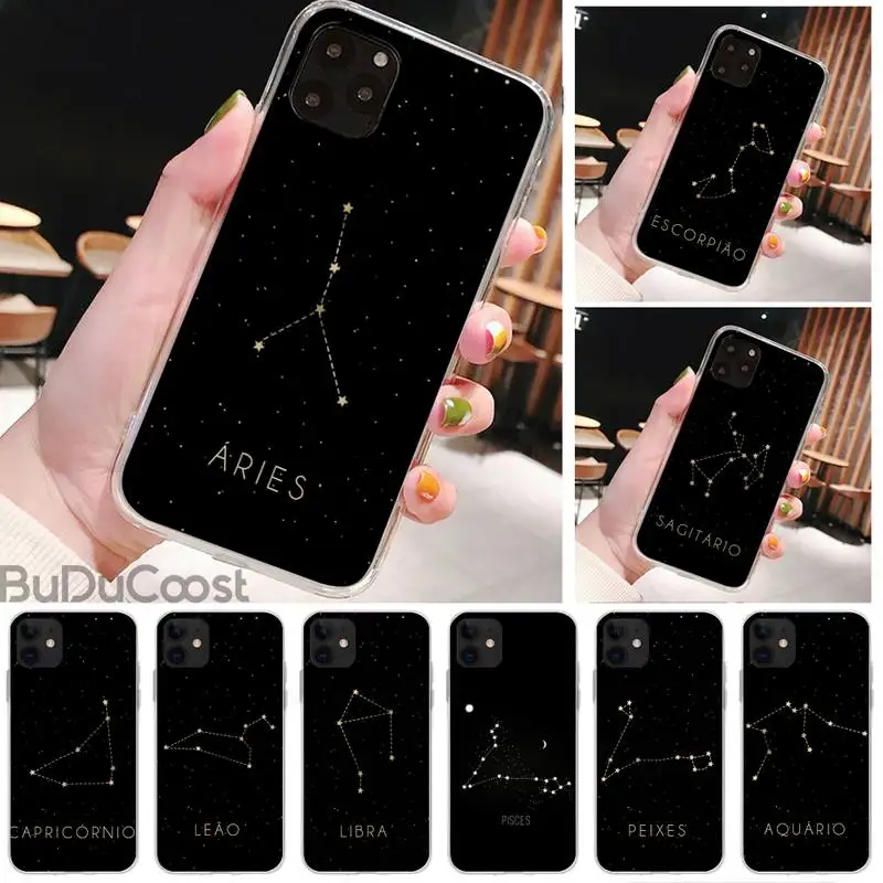 

12 constellations zodiac signs Phone Case for iPhone 8 7 6 6S Plus X 5S SE 2020 XR 11 pro XS MAX 12 12Mini